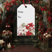 Weihnachts-Poinsettias-Design-Geschenk-Tag Geschenkanhänger