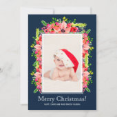 Weihnachts-Poinsettias-Foto Geburtshinweise Feiertagskarte (Vorderseite)