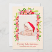 Weihnachts-Poinsettias-Foto Geburtshinweise Feiertagskarte (Vorderseite)