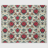 Weihnachts-Poinsettias und Bells-Muster Geschenkpapier (Flach)