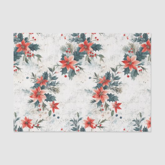 Weihnachts-Poinsettias und Foliage Seidenpapier (Vorderseite)