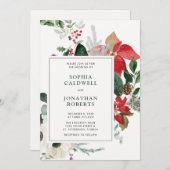 Weihnachts-Poinsettias und Grüne QR Code Hochzeit Einladung (Vorne/Hinten)