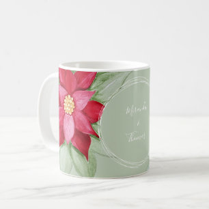 Weihnachts-Poinsettie Aquarell Handbemalt Kaffeetasse