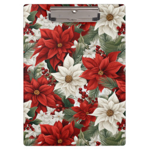 Weihnachts-Poinsettie – Florales Holiday-Design Klemmbrett