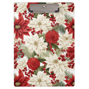 Weihnachts-Poinsettie – Florales Holiday-Design Klemmbrett
