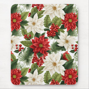 Weihnachts-Poinsettie – Florales Holiday-Design Mousepad
