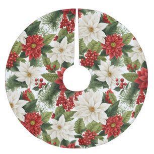 Weihnachts-Poinsettie – Florales Holiday-Design Polyester Weihnachtsbaumdecke