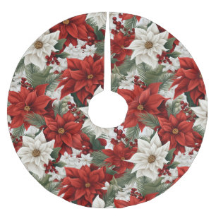 Weihnachts-Poinsettie – Florales Holiday-Design Polyester Weihnachtsbaumdecke