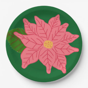 Weihnachts-Poinsettie in Rosa Pappteller