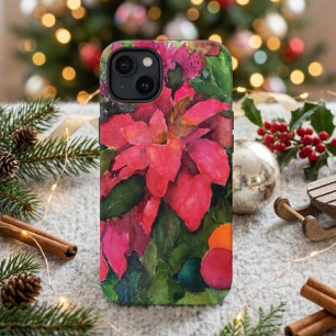 Weihnachts-Poinsettie Original-Aquarellmalerei Case-Mate iPhone Hülle