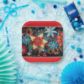 Weihnachts-Poinsettie Pappteller (Party)