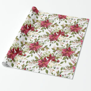 Weihnachts-Poinsettie Rot Elegantes Festtags-Blume Geschenkpapier