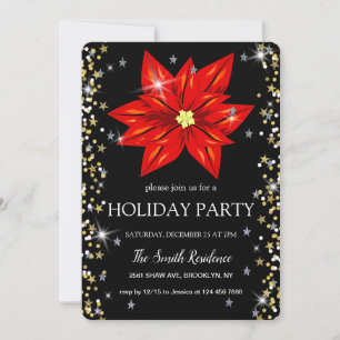 Weihnachts-Poinsettien Diamanten süß Einladung