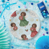 Weihnachts-Poinsettien-Engel Pappteller (Party)