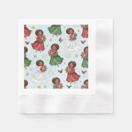 Weihnachts-Poinsettien-Engel Serviette (Vorderseite)
