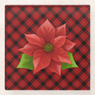 Weihnachts-Poinsettien-Glasuntersetzer Glasuntersetzer