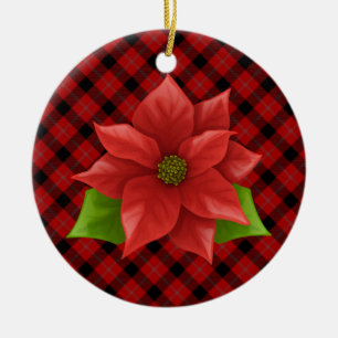 Weihnachts-Poinsettien-Keramik-Ornament Keramik Ornament