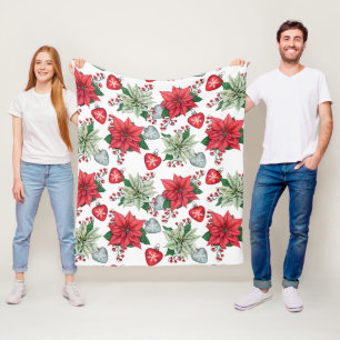 Weihnachts-Poinsettien-Muster Fleecedecke