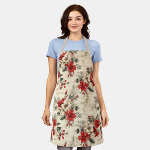 Weihnachts-Poinsettien-Muster im Vintage-Stil Schürze