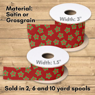 Weihnachts-Poinsettien-Muster Satinband