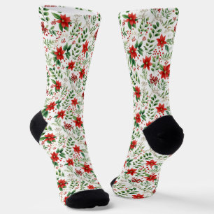 Weihnachts-Poinsettien-Muster Socken