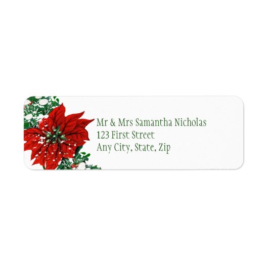 Weihnachts-Pointsettia-Winter-Adressenschilder (Vorne)