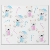 Weihnachts-Polar-Bär Rosa Blauer Geschlechtsverkeh Geschenkpapier (Flach)
