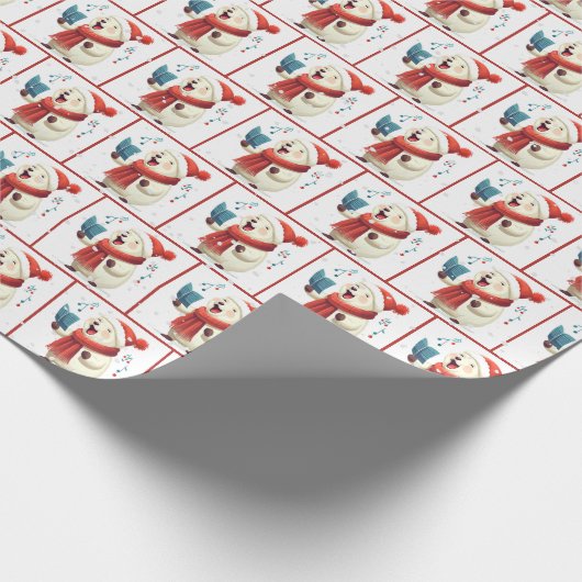 Weihnachts-Polar-Bär singen Geschenkpapier (Ecke)