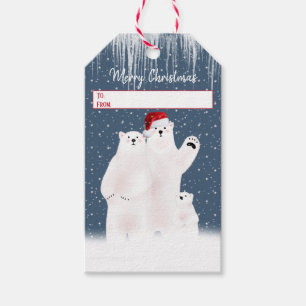 Weihnachts-Polar-Bären-Familiengeschenktasten Geschenkanhänger