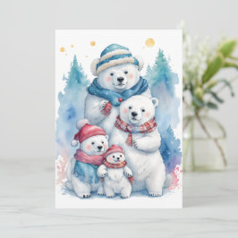 Weihnachts-Polar-Bären Familienurlaub-Flat Card