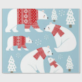 Weihnachts-Polar-Bären mit rotem Pullover Geschenkpapier (Flach)
