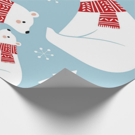 Weihnachts-Polar-Bären mit rotem Pullover Geschenkpapier (Ecke)