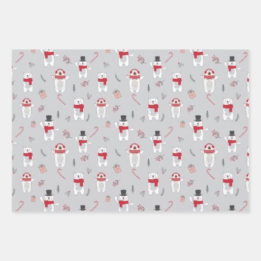 Weihnachts-Polar-Bären präsentiert Geschenkpapier Set (Vorderseite 3)