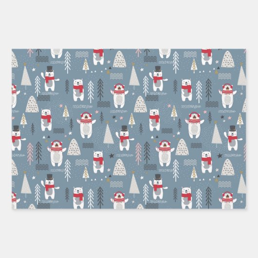 Weihnachts-Polar-Bären präsentiert Geschenkpapier Set (Vorderseite)