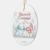 Weihnachts-Polar-Ehegatte Partner-Liebe Keramik Ornament (Links)