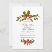 Weihnachts-Polterabend Floral Holly Einladung (Vorderseite)