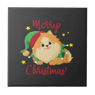 Weihnachts-Pomeranian Frohe Weihnachten Essential Fliese