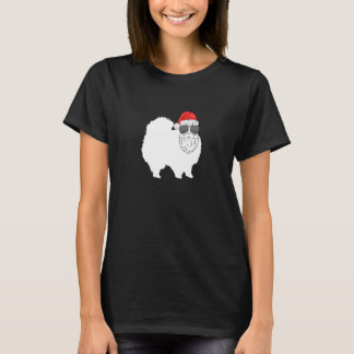 Weihnachts-Pomeranian-Hund hat sich als San geklei T-Shirt