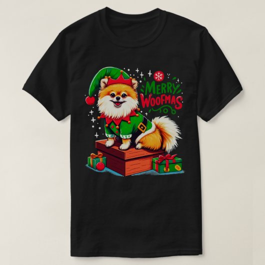 Weihnachts-Pomeranian T-Shirt (Design vorne)