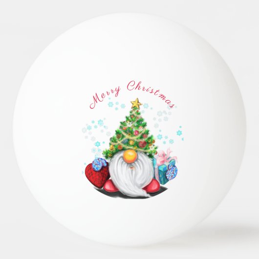 Weihnachts Pong Ball Niedlich Gnome mit Geschenk Tischtennisball (Vorderseite)