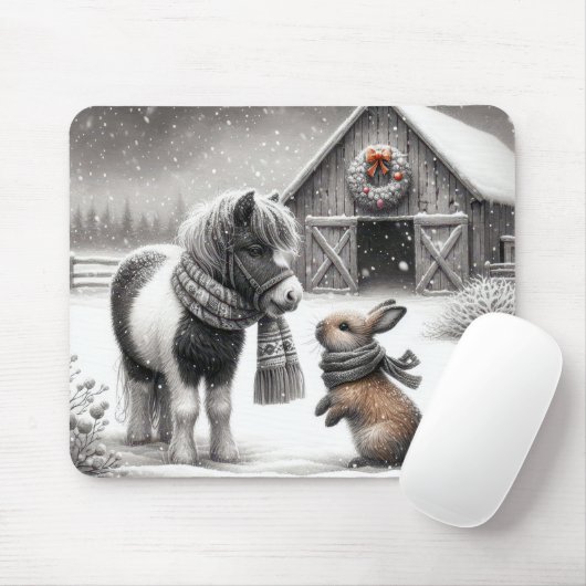 Weihnachts Pony und Bunny Mousepad (Mit Mouse)