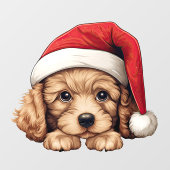 Weihnachts-Poodle-Fensterklammer Fensteraufkleber (Blatt)