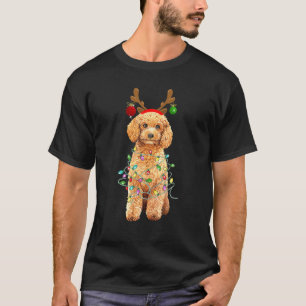 Weihnachts Poodle Funng Xmas Lights Antlers Gesche T-Shirt