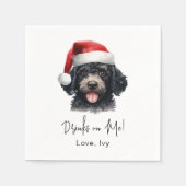 Weihnachts-Poodle Hund Personalisierte Getränke au Serviette (Vorderseite)