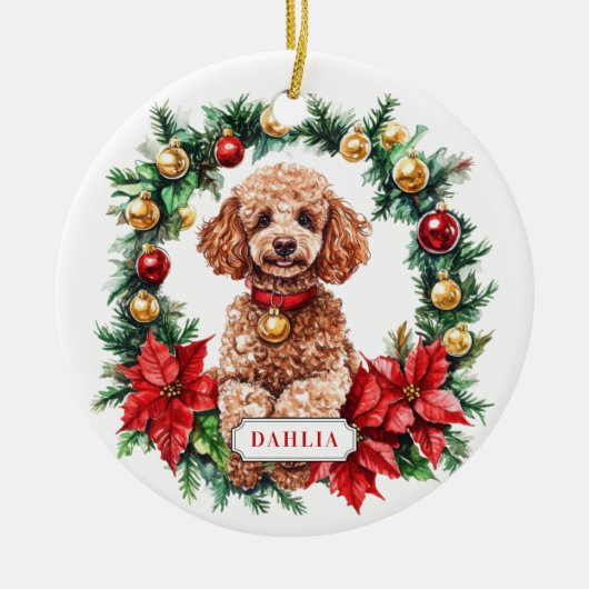 Weihnachts Poodle Keramik Circle Ornament (Vorne)