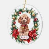 Weihnachts Poodle Keramik Circle Ornament (Links)