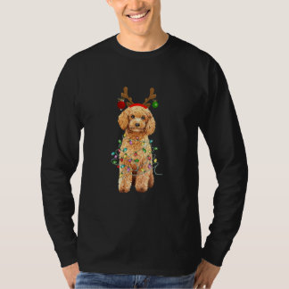 Weihnachts Poodle Lights Rentier Antlers Geschenke T-Shirt