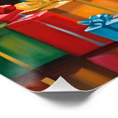 Weihnachts-Poodle mit Geschenken und Weihnachtsbau Poster (Ecke)