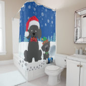 Weihnachts-Poodle und Welpe im Schnee Duschvorhang (Beispiel)