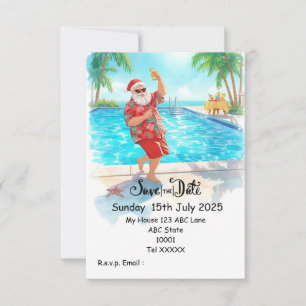 Weihnachts-Poolparty – Santa Claus Save the Date  Einladung